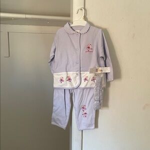 Lilac Kids Pajama Set with Bear Design